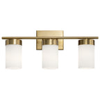 KICHLER 55112BNB Ciona 24" 3 Light Vanity Lighte With Round Ribbed Glass Brushed Natural Brass