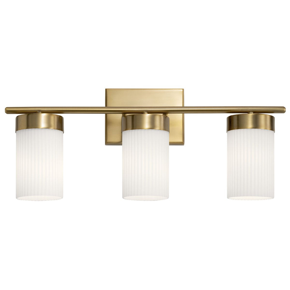 KICHLER 55112BNB Ciona 24" 3 Light Vanity Lighte With Round Ribbed Glass Brushed Natural Brass