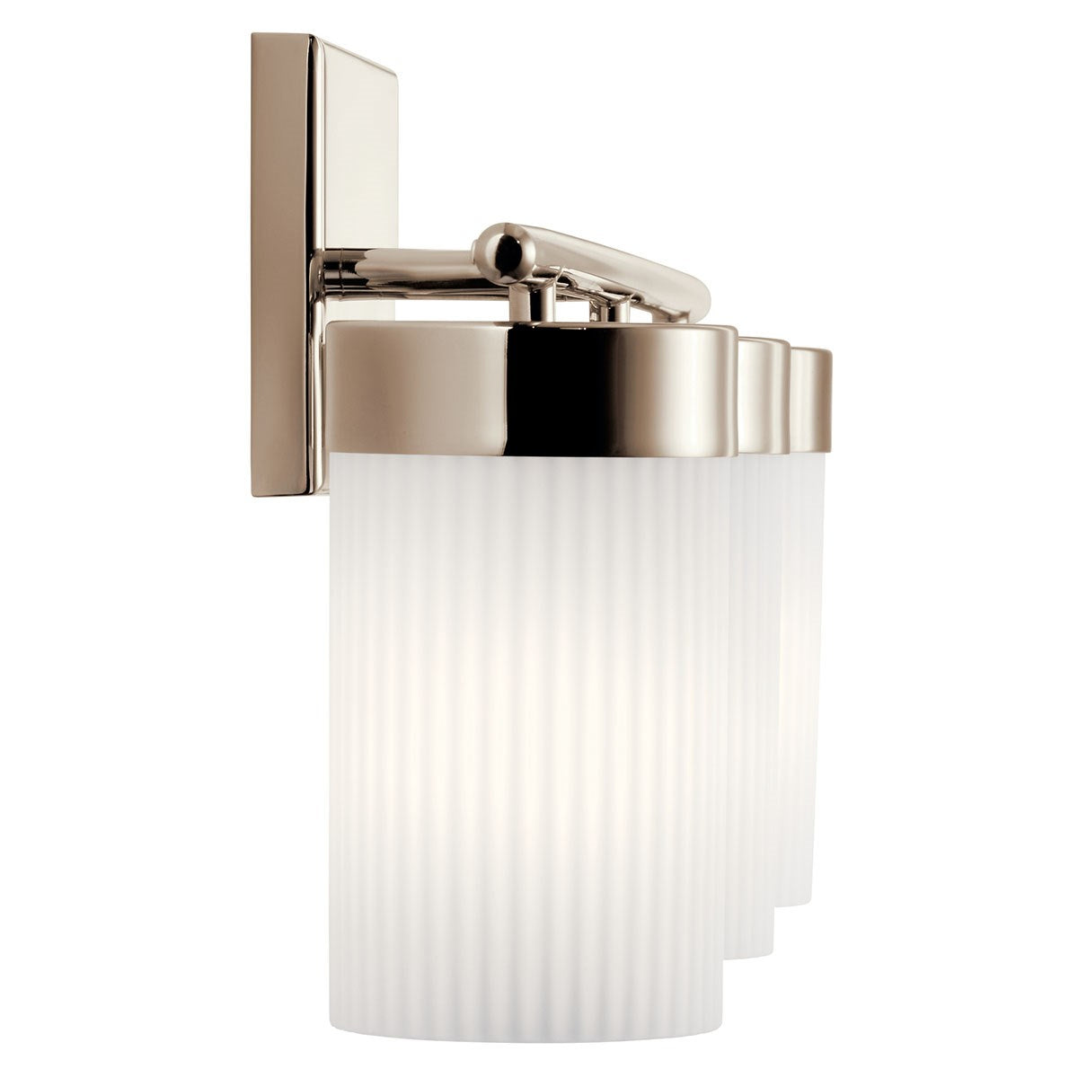 KICHLER 55112PN Ciona 24" 3 Light Vanity Light With Round Ribbed Glass Polished Nickel