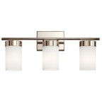KICHLER 55112PN Ciona 24" 3 Light Vanity Light With Round Ribbed Glass Polished Nickel