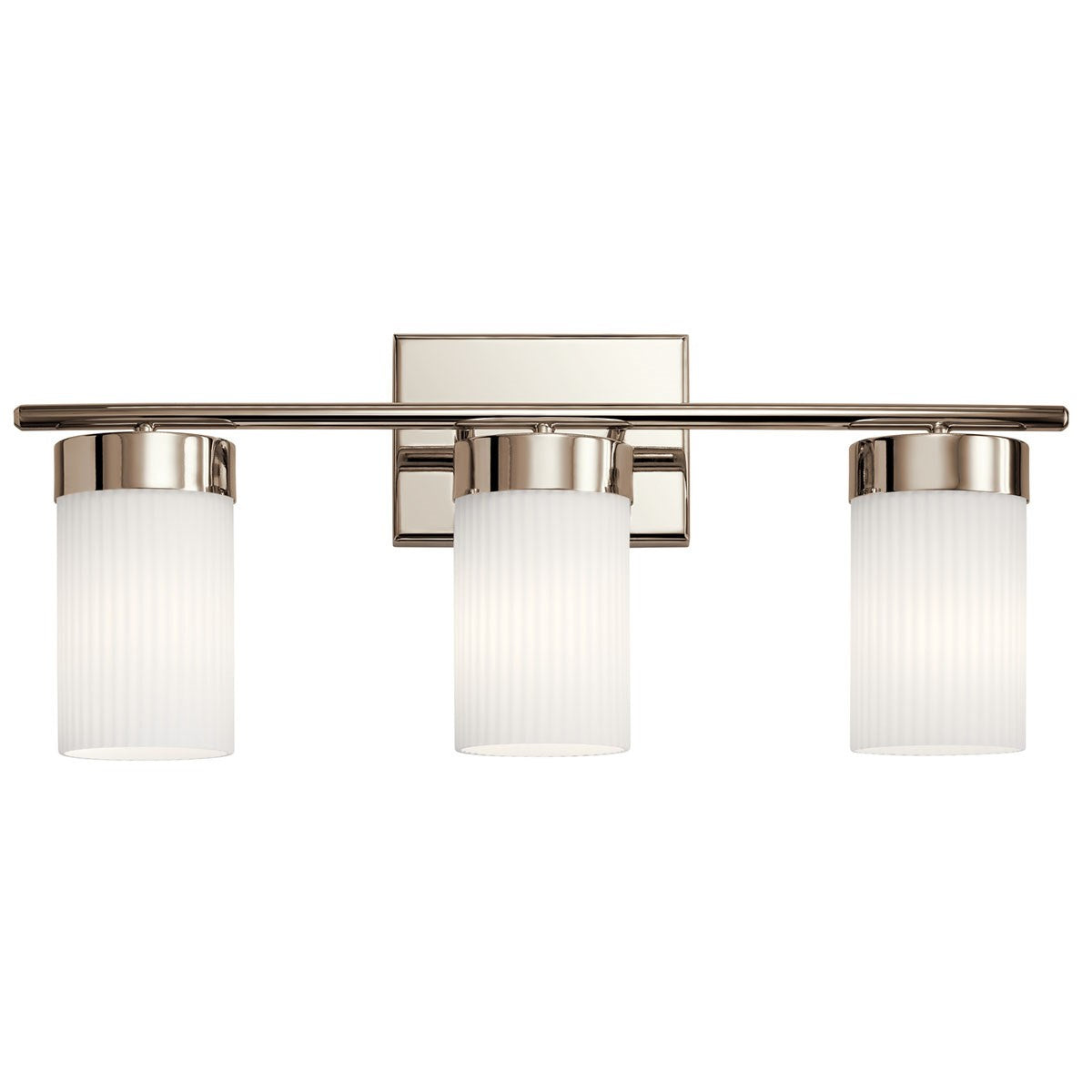 KICHLER 55112PN Ciona 24" 3 Light Vanity Light With Round Ribbed Glass Polished Nickel