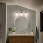 KICHLER 55112PN Ciona 24" 3 Light Vanity Light With Round Ribbed Glass Polished Nickel