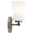 KICHLER 55115CLP Brianne 9.5" 1 Light Wall Sconce with Satin Etched Cased Opal Glass Classic Pewter