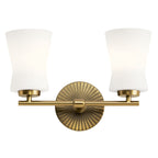 KICHLER 55116BNB Brianne 14.5" 2 Light Vanity Light with Satin Etched Cased Opal Glass Brushed Natural Brass