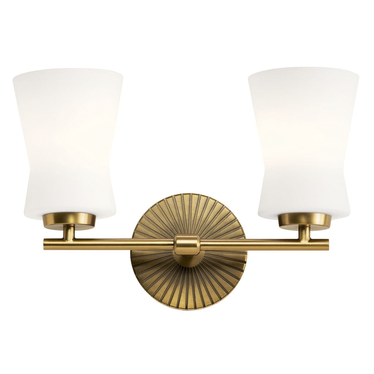 KICHLER 55116BNB Brianne 14.5" 2 Light Vanity Light with Satin Etched Cased Opal Glass Brushed Natural Brass