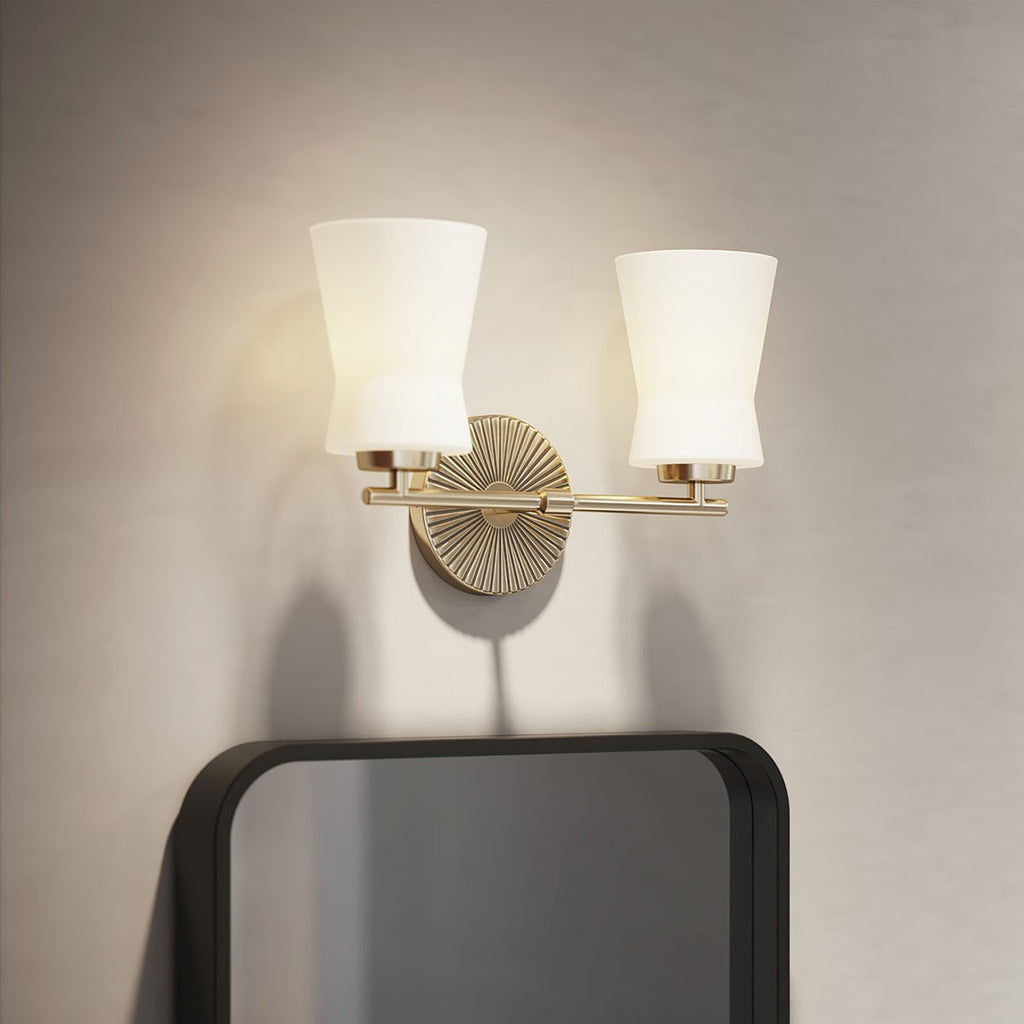 KICHLER 55116BNB Brianne 14.5" 2 Light Vanity Light with Satin Etched Cased Opal Glass Brushed Natural Brass