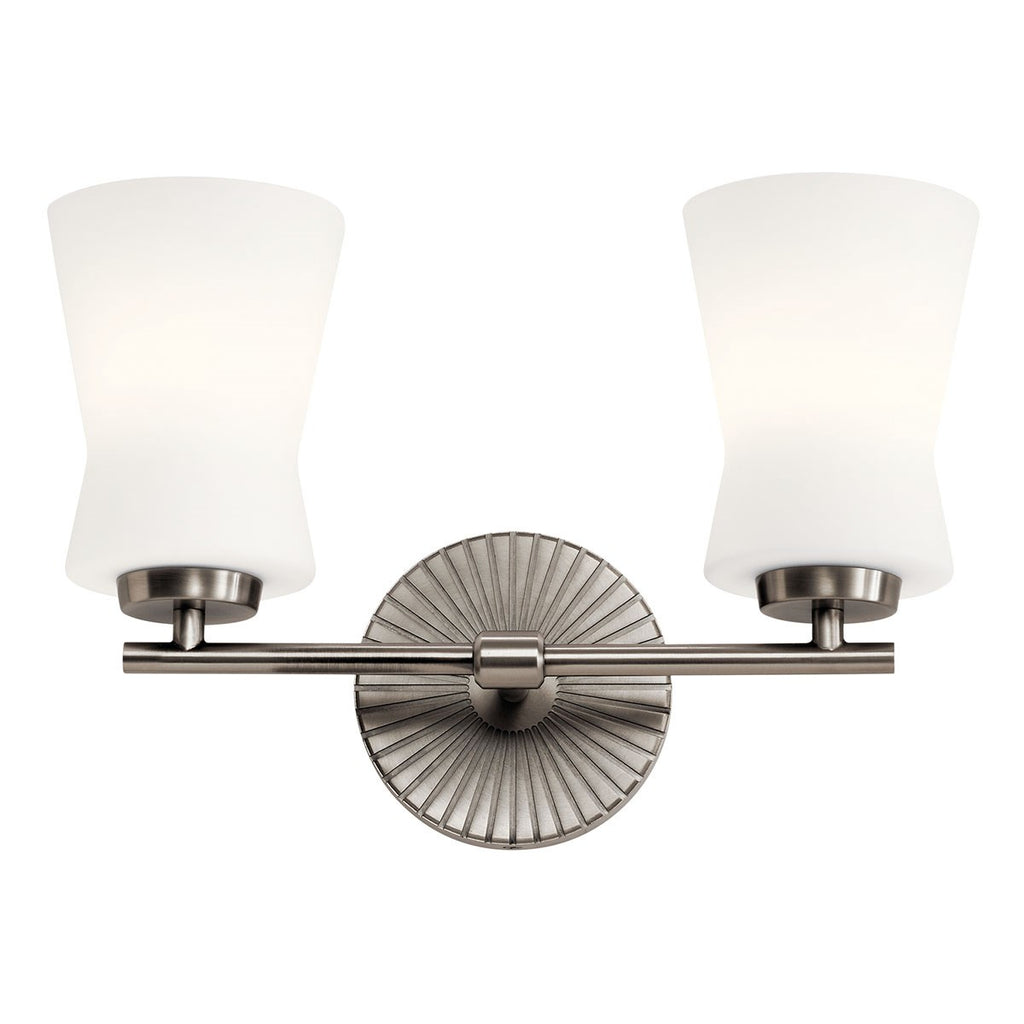 KICHLER 55116CLP Brianne 14.5" 2 Light Vanity Light with Satin Etched Cased Opal Glass Classic Pewter
