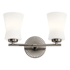 KICHLER 55116CLP Brianne 14.5" 2 Light Vanity Light with Satin Etched Cased Opal Glass Classic Pewter