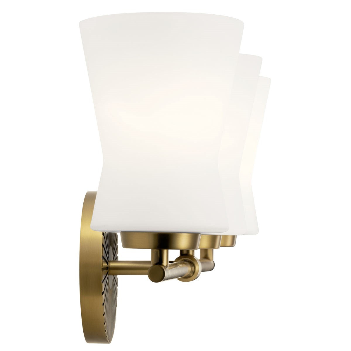 KICHLER 55117BNB Brianne 24.5" 3 Light Vanity Light with Satin Etched Cased Opal Glass Brushed Natural Brass