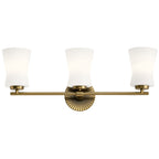 KICHLER 55117BNB Brianne 24.5" 3 Light Vanity Light with Satin Etched Cased Opal Glass Brushed Natural Brass