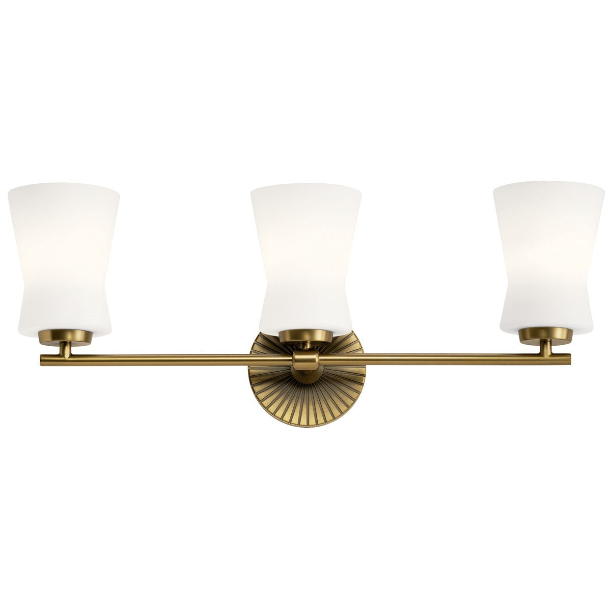 KICHLER 55117BNB Brianne 24.5" 3 Light Vanity Light with Satin Etched Cased Opal Glass Brushed Natural Brass