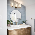 KICHLER 55117BNB Brianne 24.5" 3 Light Vanity Light with Satin Etched Cased Opal Glass Brushed Natural Brass