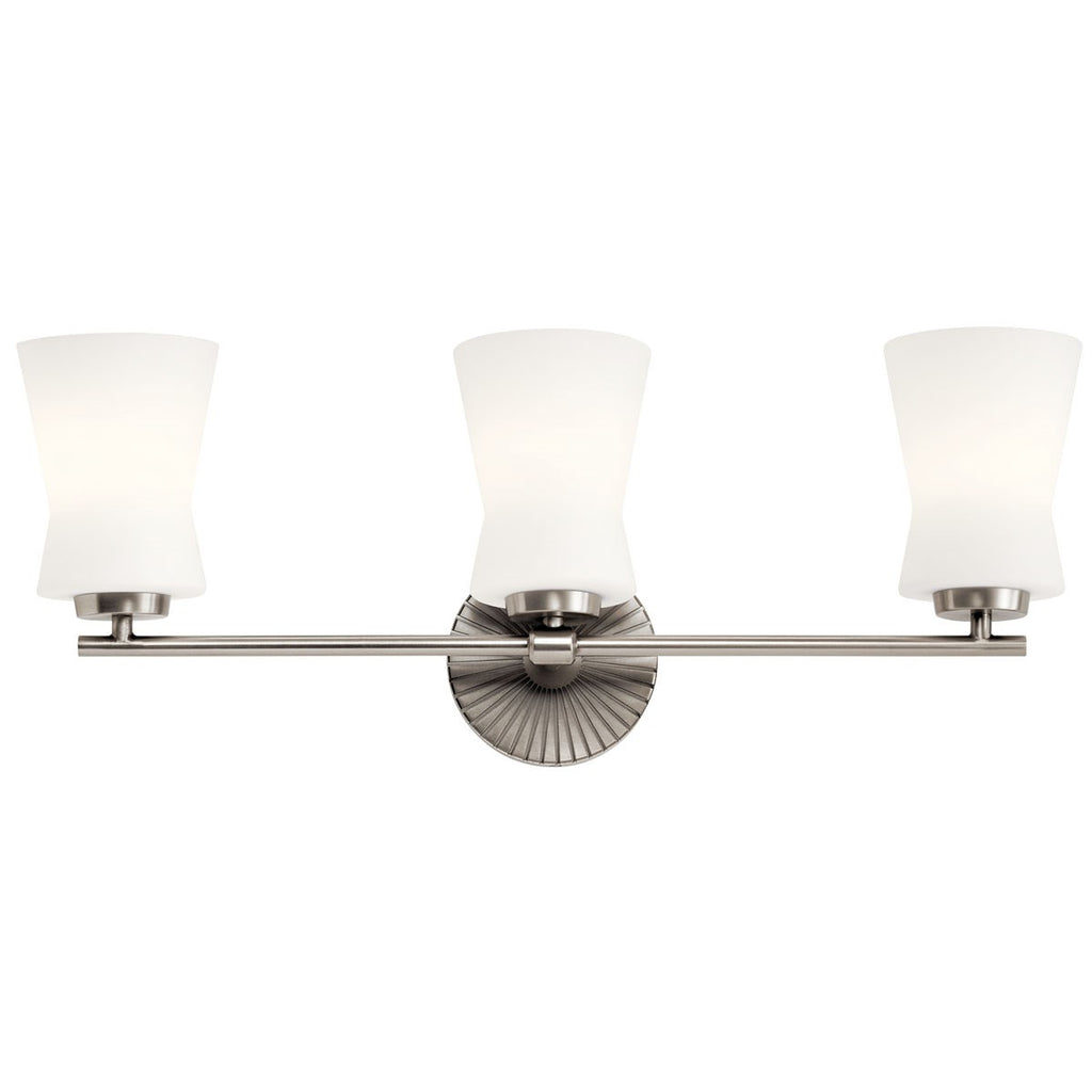 KICHLER 55117CLP Brianne 24.5" 3 Light Vanity Light with Satin Etched Cased Opal Glass Classic Pewter