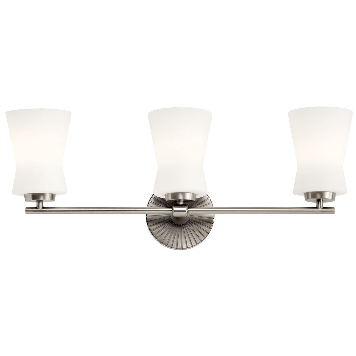 KICHLER 55117CLP Brianne 24.5" 3 Light Vanity Light with Satin Etched Cased Opal Glass Classic Pewter