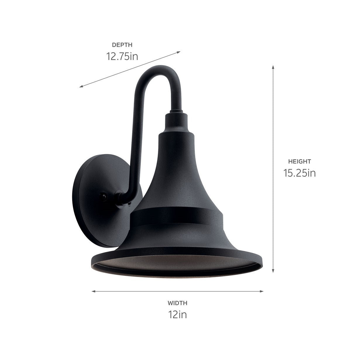 KICHLER 59055BKT Hampshire 15.25 Inch 1 Light Medium Outdoor Wall Light In Textured Black