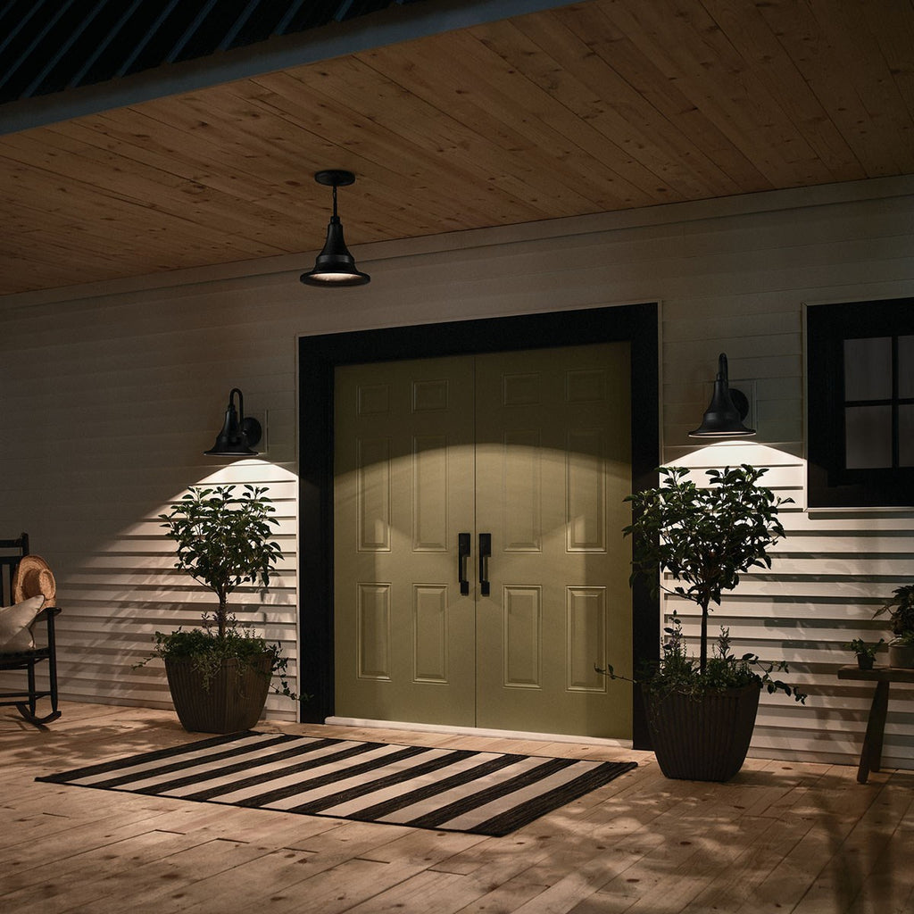 KICHLER 59057BKT Hampshire 13.25 Inch 1 Light Medium Outdoor Pendant/Semi Flush In Textured Black