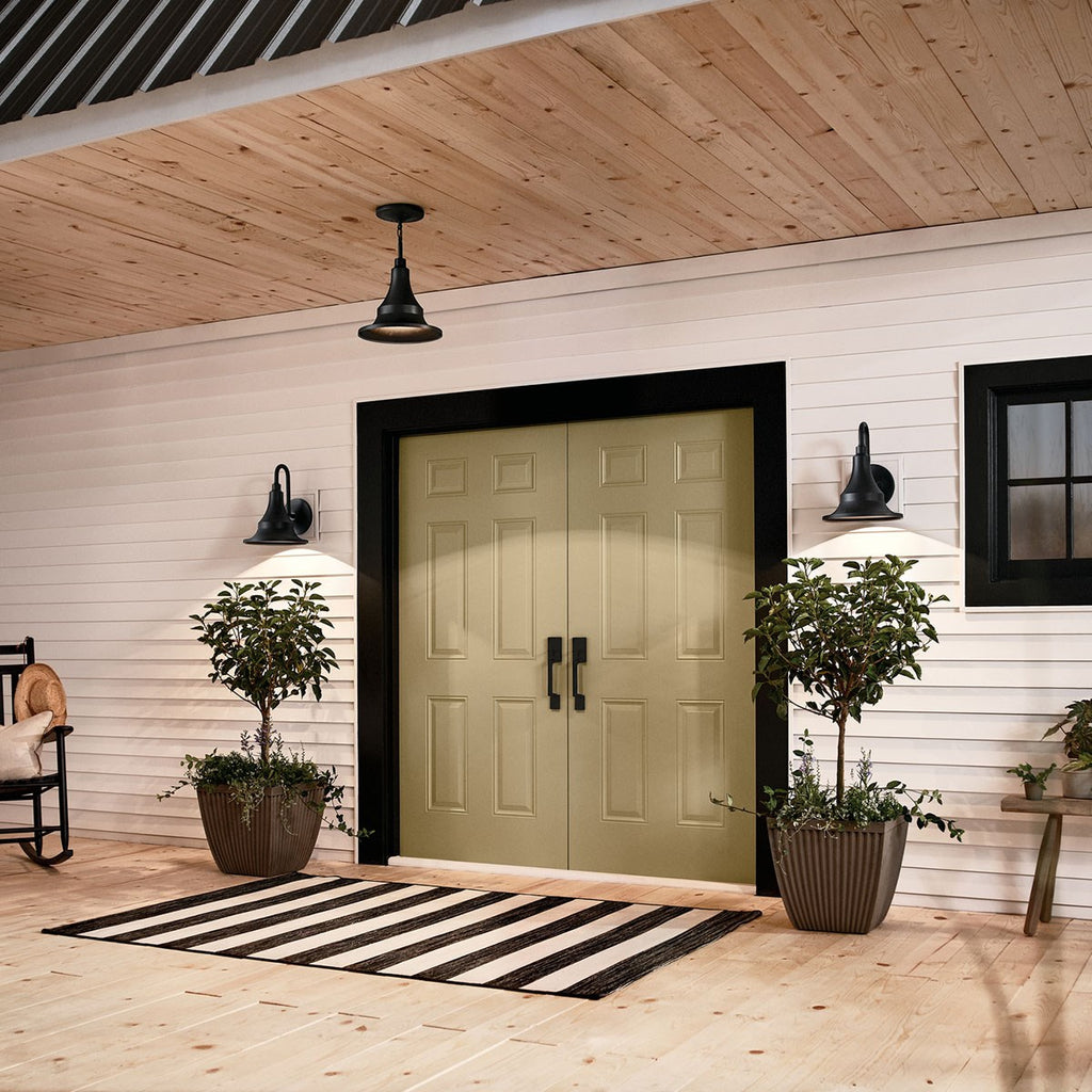 KICHLER 59057BKT Hampshire 13.25 Inch 1 Light Medium Outdoor Pendant/Semi Flush In Textured Black