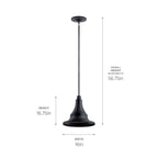KICHLER 59058BKT Hampshire 16.75 Inch 1 Light Large Outdoor Pendant/Semi Flush In Textured Black