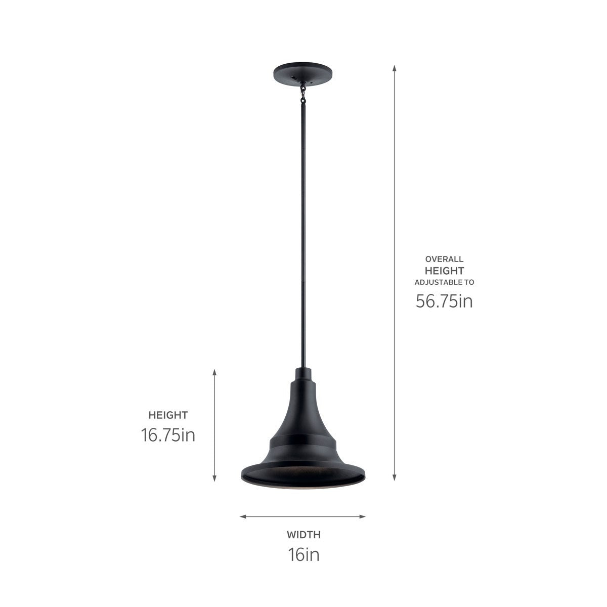 KICHLER 59058BKT Hampshire 16.75 Inch 1 Light Large Outdoor Pendant/Semi Flush In Textured Black