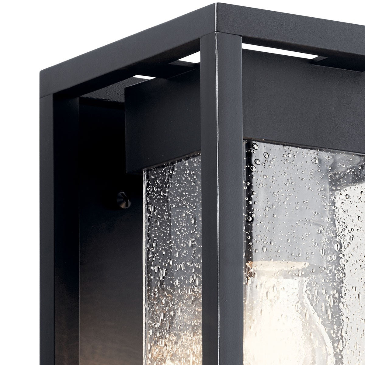 KICHLER 59060BSL Mercer 12 Inch 1 Light Outdoor Wall Light With Clear Seeded Glass In Black Finish