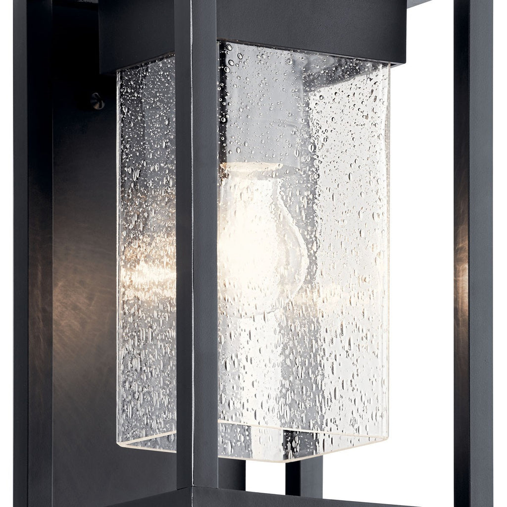 KICHLER 59060BSL Mercer 12 Inch 1 Light Outdoor Wall Light With Clear Seeded Glass In Black Finish