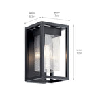 KICHLER 59060BSL Mercer 12 Inch 1 Light Outdoor Wall Light With Clear Seeded Glass In Black Finish