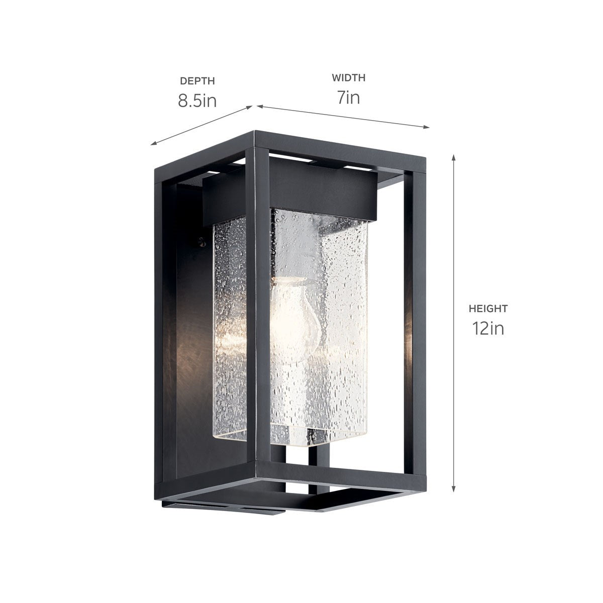 KICHLER 59060BSL Mercer 12 Inch 1 Light Outdoor Wall Light With Clear Seeded Glass In Black Finish