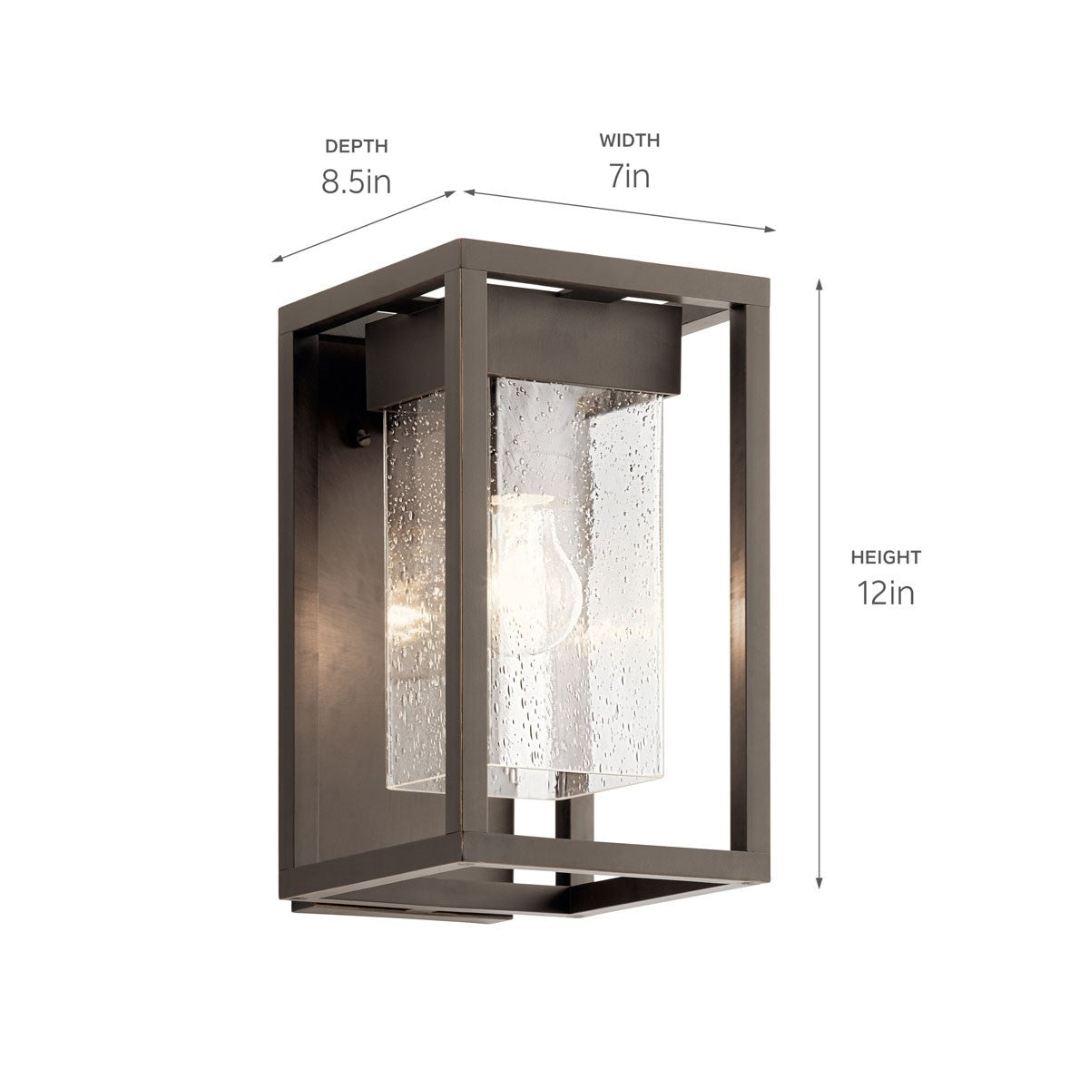 KICHLER 59060OZ Mercer 12 Inch 1 Light Outdoor Wall Light With Clear Seeded Glass In Olde Bronze