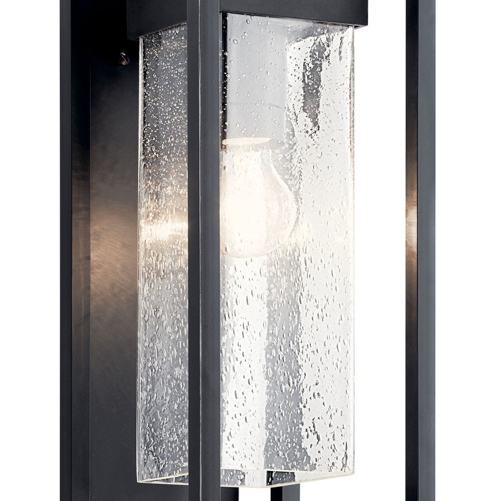 KICHLER 59061BSL Mercer 16 Inch 1 Light Outdoor Wall Light With Clear Seeded Glass In Black Finish