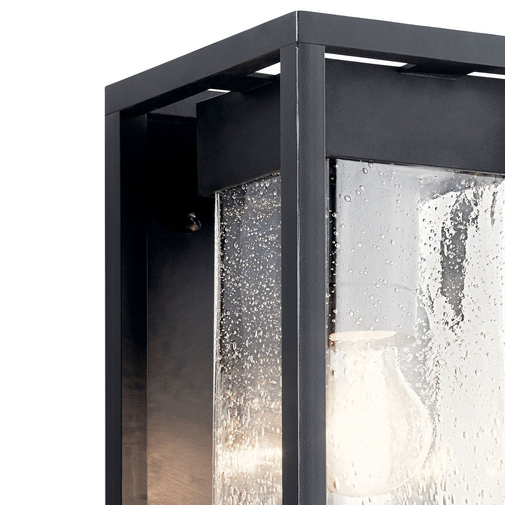 KICHLER 59061BSL Mercer 16 Inch 1 Light Outdoor Wall Light With Clear Seeded Glass In Black Finish