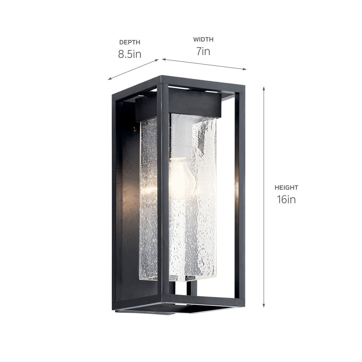 KICHLER 59061BSL Mercer 16 Inch 1 Light Outdoor Wall Light With Clear Seeded Glass In Black Finish