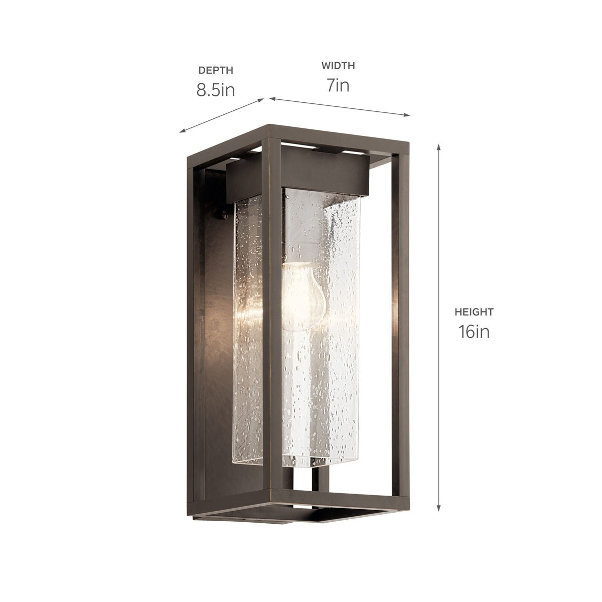 KICHLER 59061OZ Mercer 16 Inch 1 Light Outdoor Wall Light With Clear Seeded Glass In Olde Bronze