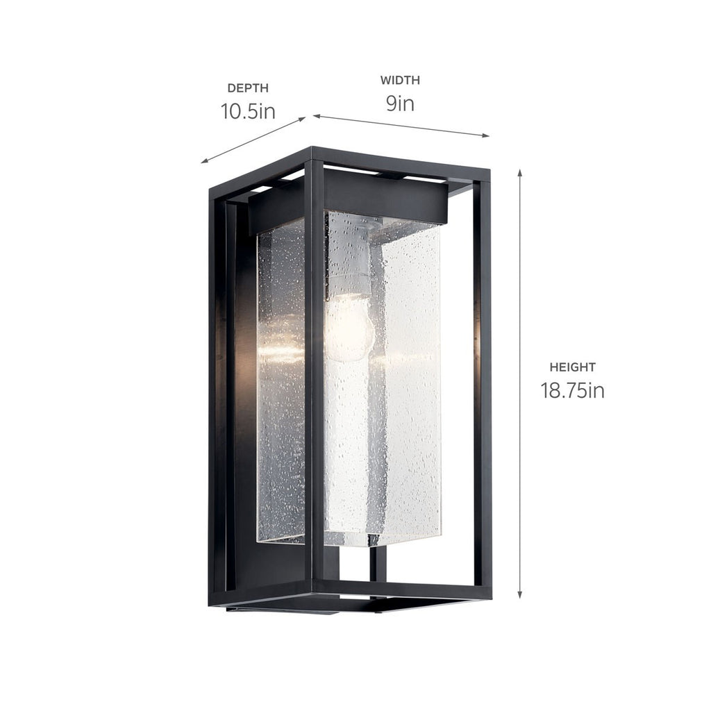 KICHLER 59062BSL Mercer 20 Inch 1 Light Outdoor Wall Light With Clear Seeded Glass In Black Finish