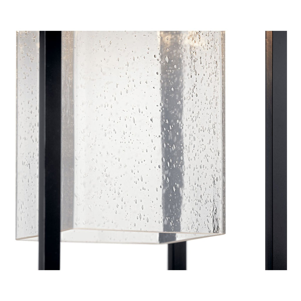 KICHLER 59064BSL Mercer 24 Inch 1 Light Outdoor Pendant With Clear Seeded Glass In Black Finish