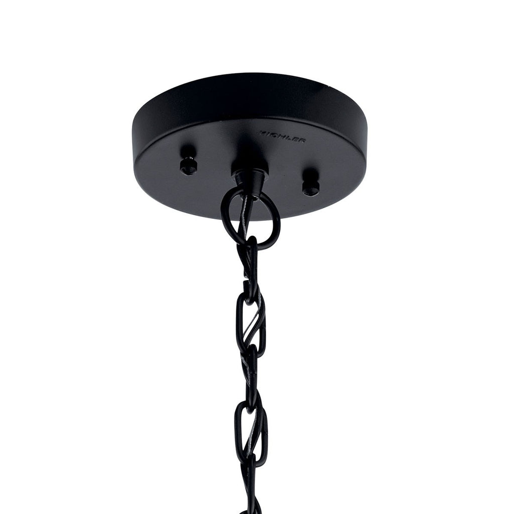 KICHLER 59064BSL Mercer 24 Inch 1 Light Outdoor Pendant With Clear Seeded Glass In Black Finish
