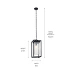 KICHLER 59064BSL Mercer 24 Inch 1 Light Outdoor Pendant With Clear Seeded Glass In Black Finish
