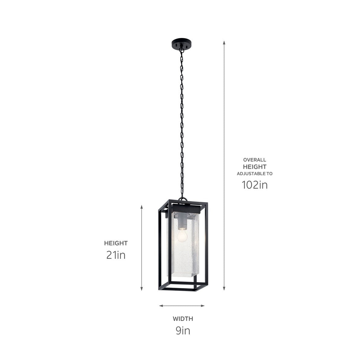 KICHLER 59064BSL Mercer 24 Inch 1 Light Outdoor Pendant With Clear Seeded Glass In Black Finish