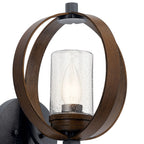 KICHLER 59066AUB The Grand Bank 13" 1 Light Outdoor Wall Light Auburn Stained Wood and Distressed Black Metal