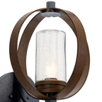 KICHLER 59067AUB The Grand Bank 15" 1 Light Outdoor Wall Light Auburn Stained Wood and Distressed Black Metal