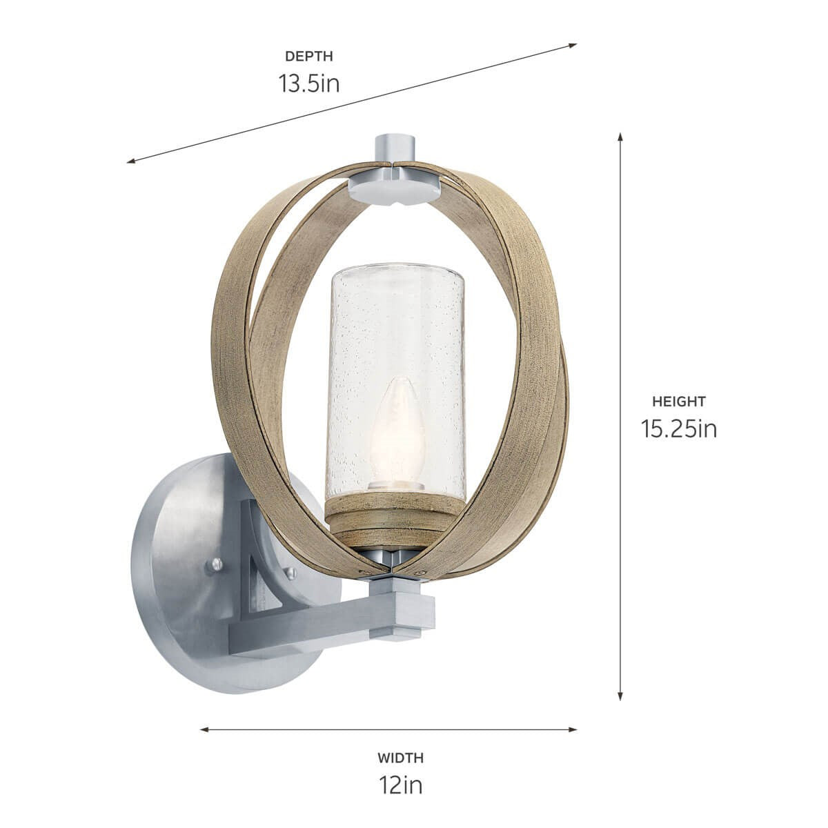 KICHLER 59067DAG The Grand Bank 15" 1 Light Outdoor Wall Light Distressed Antique Gray