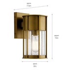 KICHLER 59079NBR Camillo 11" 1 Light Wall Light With Clear Seeded Glass Natural Brass