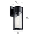 KICHLER 59080BKT Camillo 15" 1 Light Wall Light With Clear Seeded Glass Black