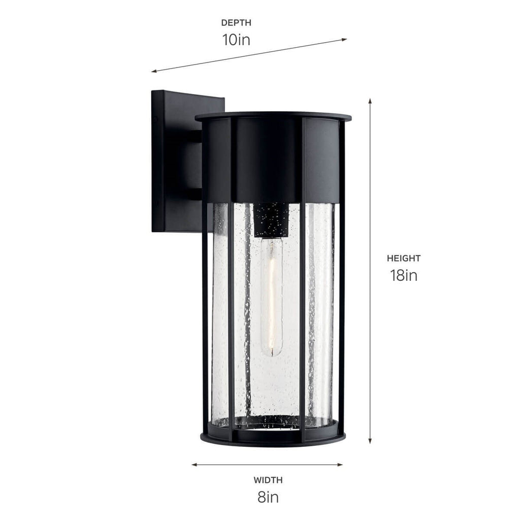 KICHLER 59081BKT Camillo 18" 1 Light Wall Light With Clear Seeded Glass Black