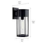 KICHLER 59081BKT Camillo 18" 1 Light Wall Light With Clear Seeded Glass Black