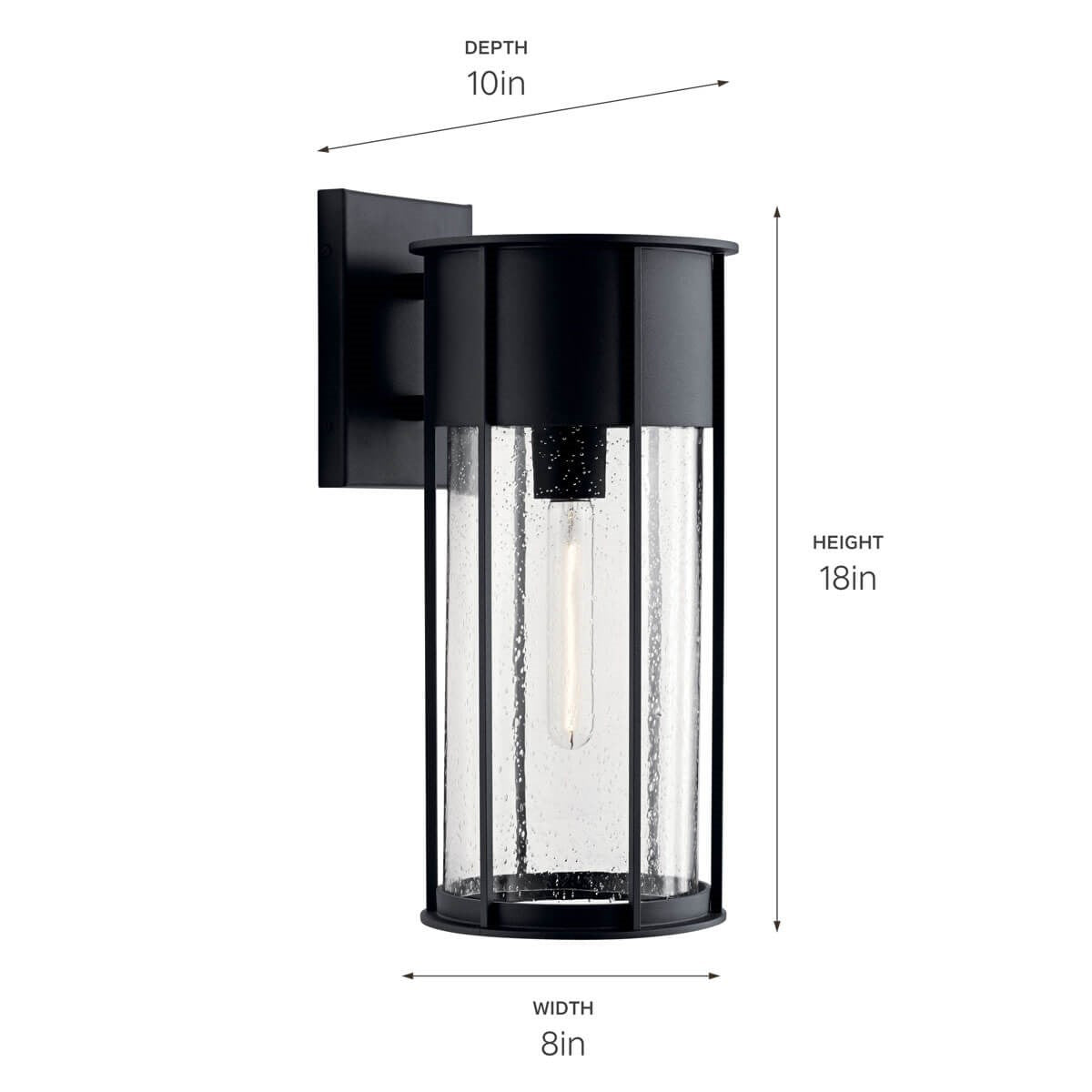 KICHLER 59081BKT Camillo 18" 1 Light Wall Light With Clear Seeded Glass Black