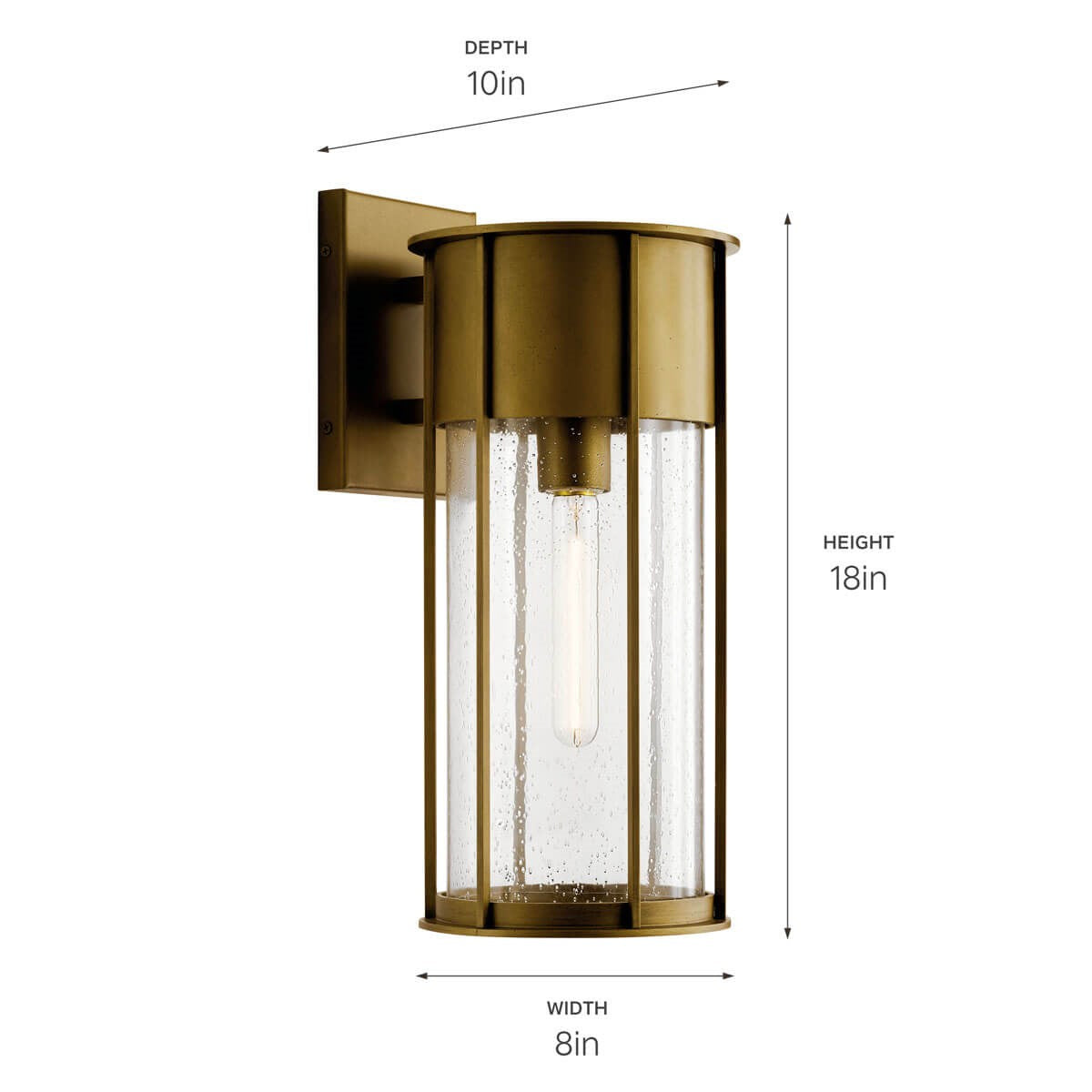 KICHLER 59081NBR Camillo 18" 1 Light Wall Light With Clear Seeded Glass Natural Brass