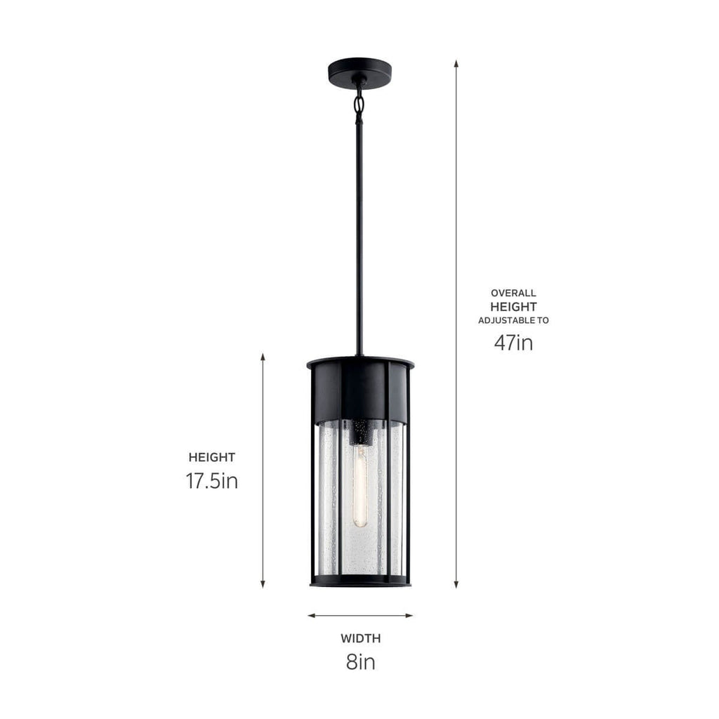 KICHLER 59082BKT Camillo 18" 1 Light Hanging Pendant With Clear Seeded Glass Black