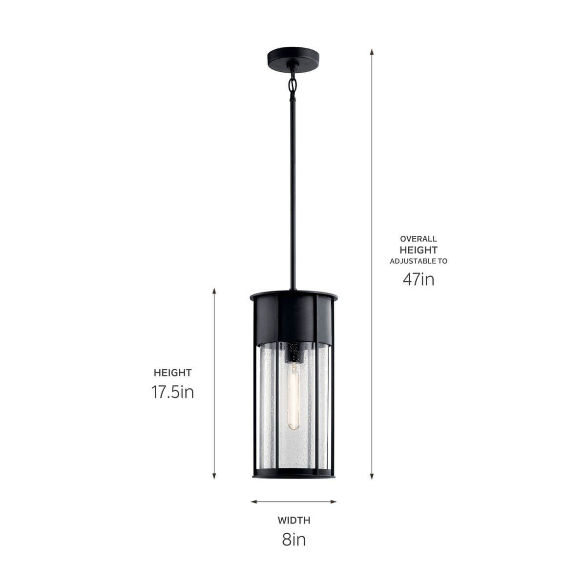 KICHLER 59082BKT Camillo 18" 1 Light Hanging Pendant With Clear Seeded Glass Black