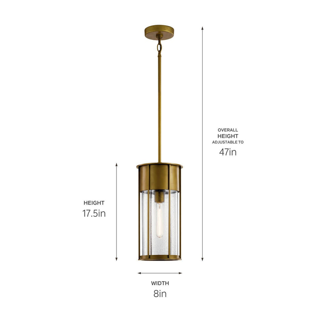 KICHLER 59082NBR Camillo 18" 1 Light Hanging Pendant With Clear Seeded Glass Natural Brass