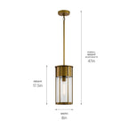 KICHLER 59082NBR Camillo 18" 1 Light Hanging Pendant With Clear Seeded Glass Natural Brass